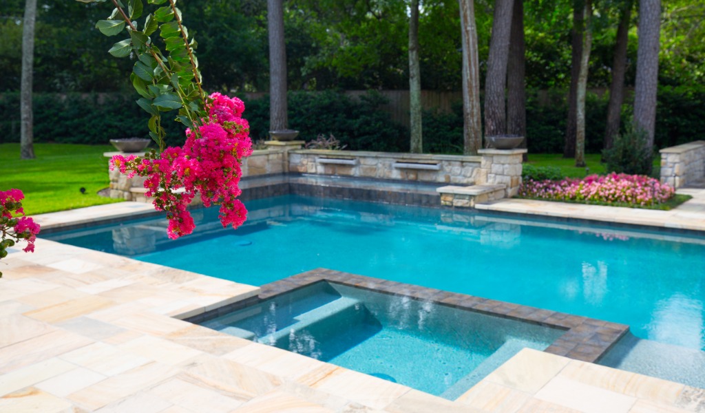 small pool with retaining wall